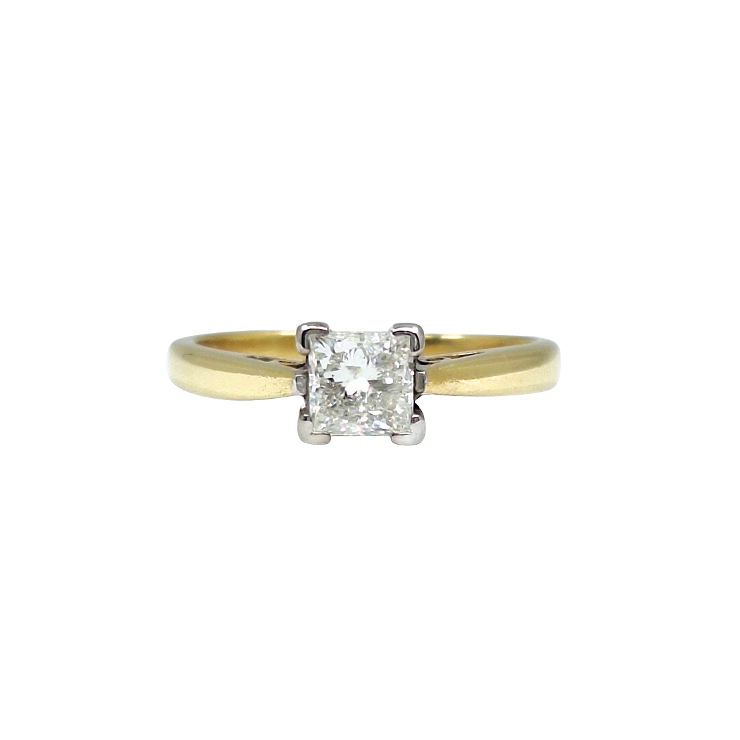 18ct Yellow Gold Princess Cut Solitaire Ring