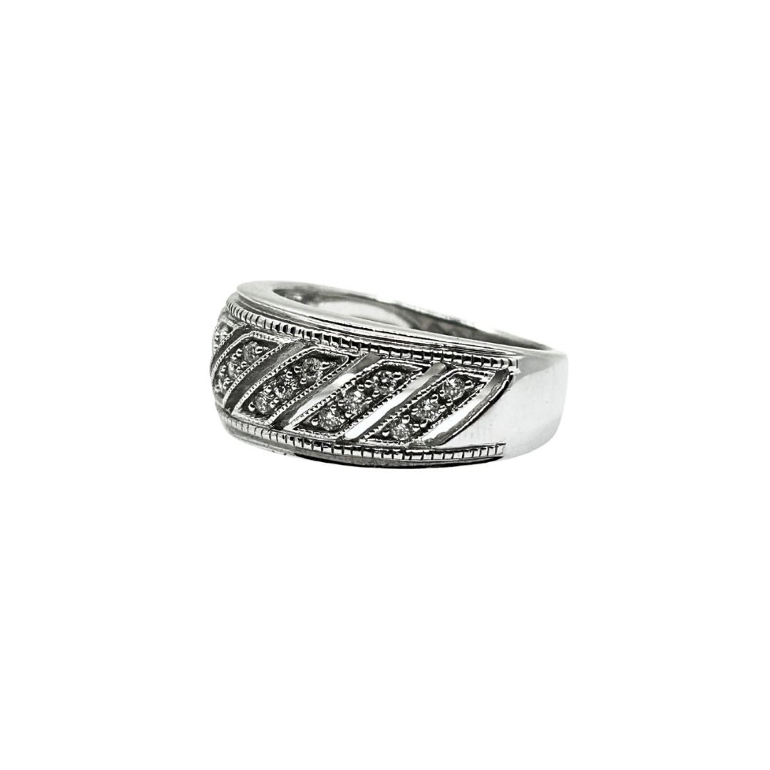 9ct White Gold Diamond Band Ring