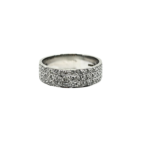 18ct White Gold 3 Row Diamond Band Ring