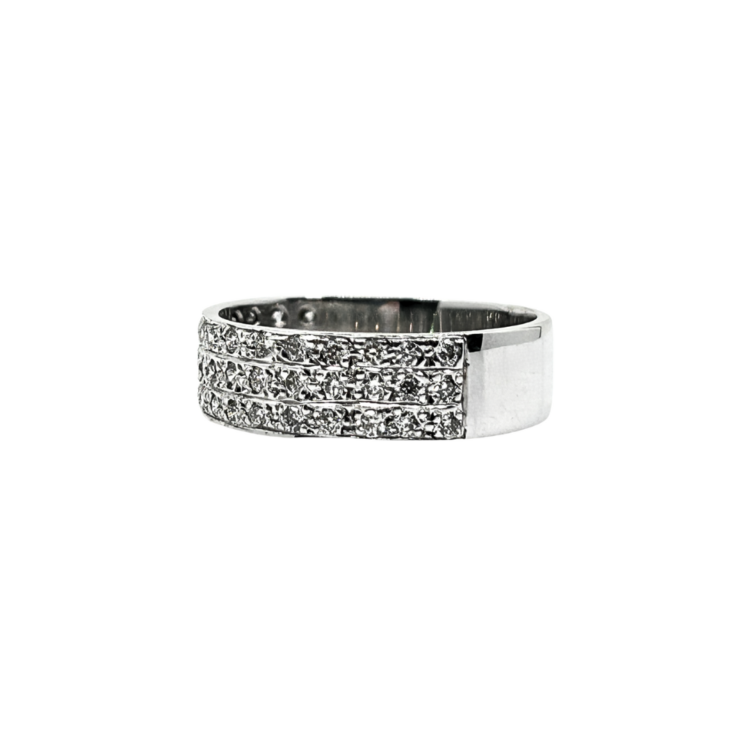 18ct White Gold 3 Row Diamond Band Ring