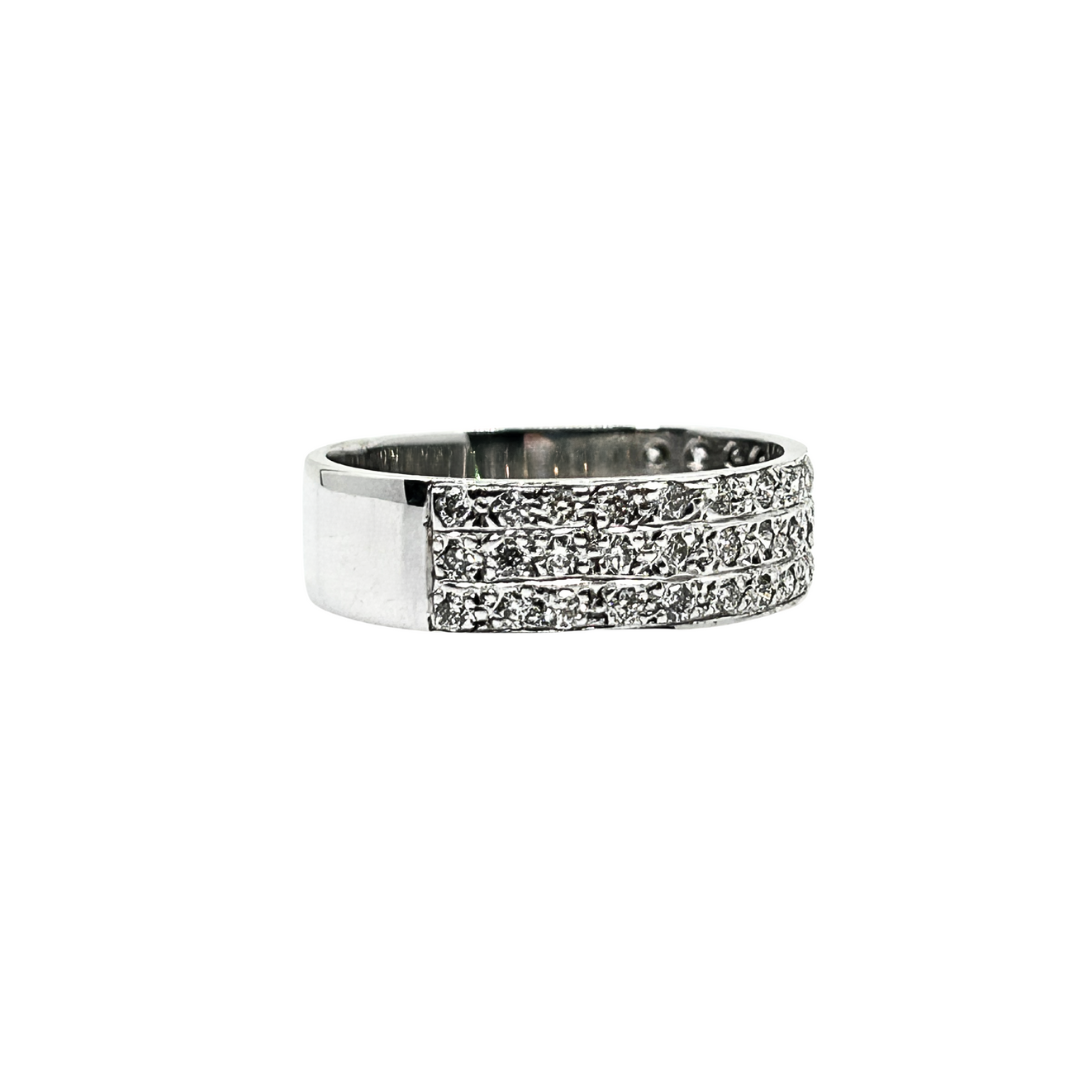 18ct White Gold 3 Row Diamond Band Ring