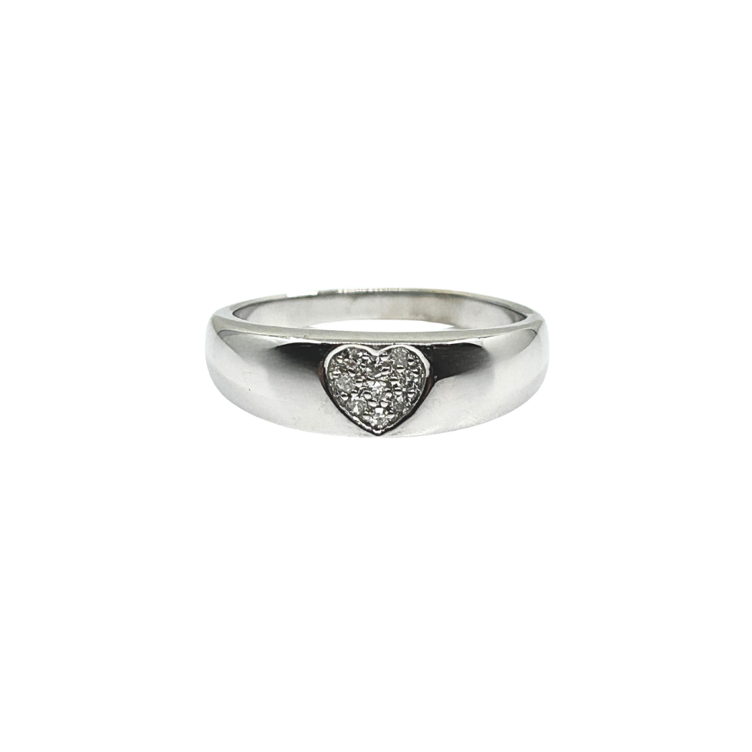 9ct White Gold Diamond Heart Band Ring