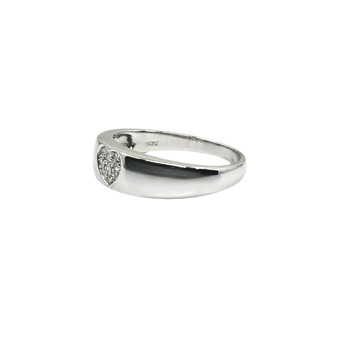 9ct White Gold Diamond Heart Band Ring