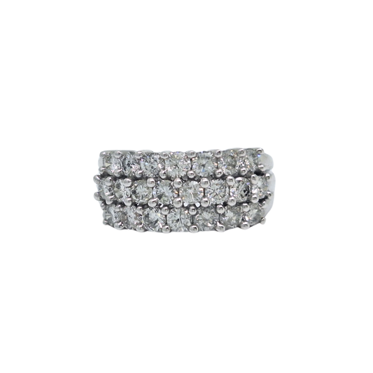 18ct White Gold Three Row Diamond Band Ring 1.01ct