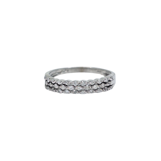18ct White Gold Three Row Diamond Band Ring 0.29ct