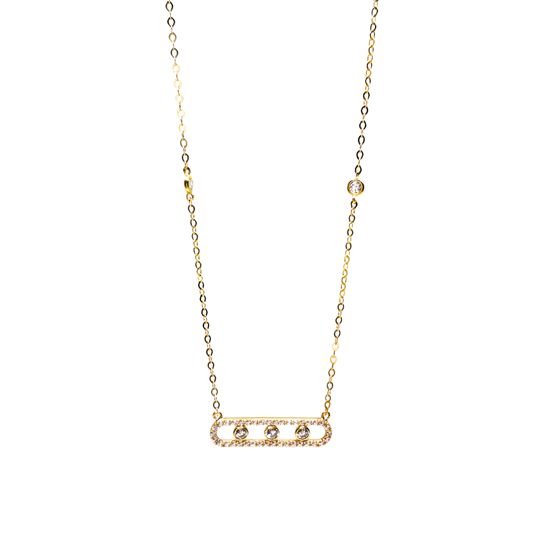 18ct Yellow Gold Cubic Zirconia Circle Necklace