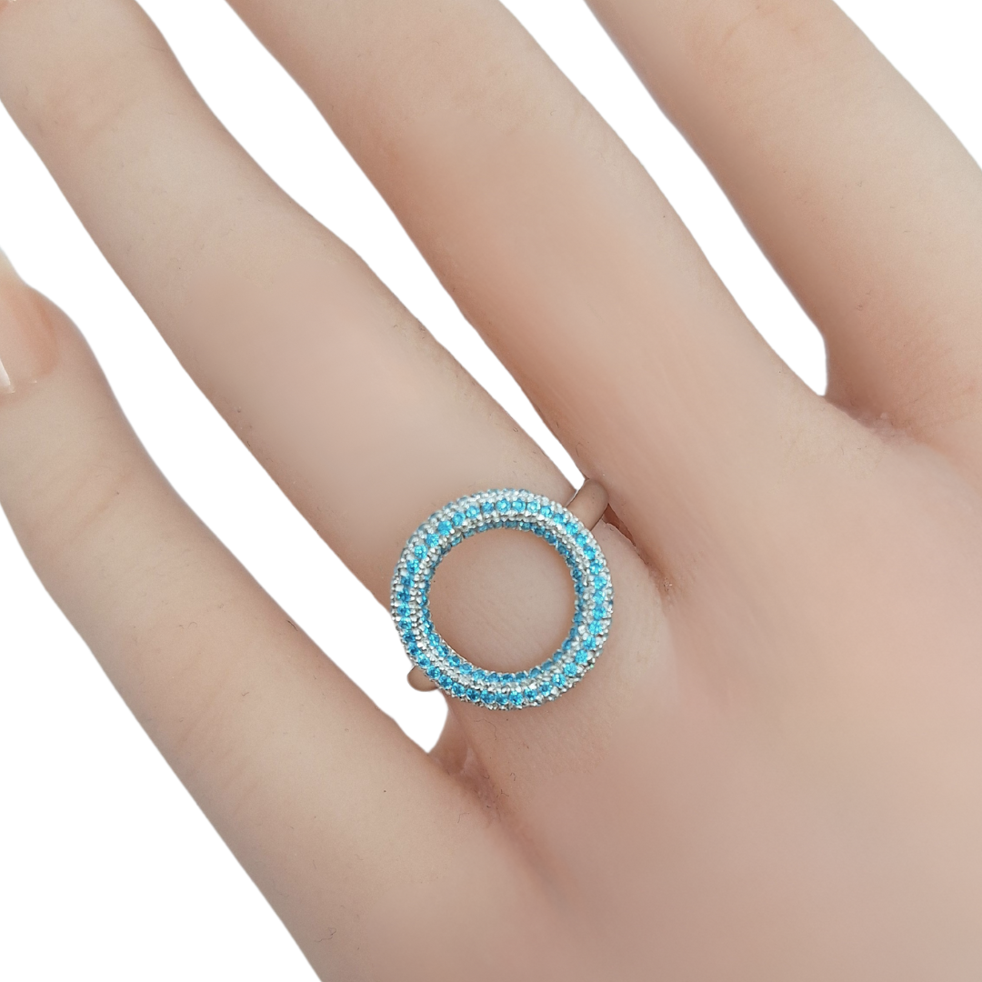 Tresor Paris Turquoise Crystal Open Circle Ring