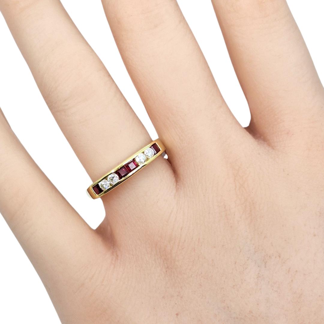 18ct Yellow Gold Ruby & Diamond Eternity Ring