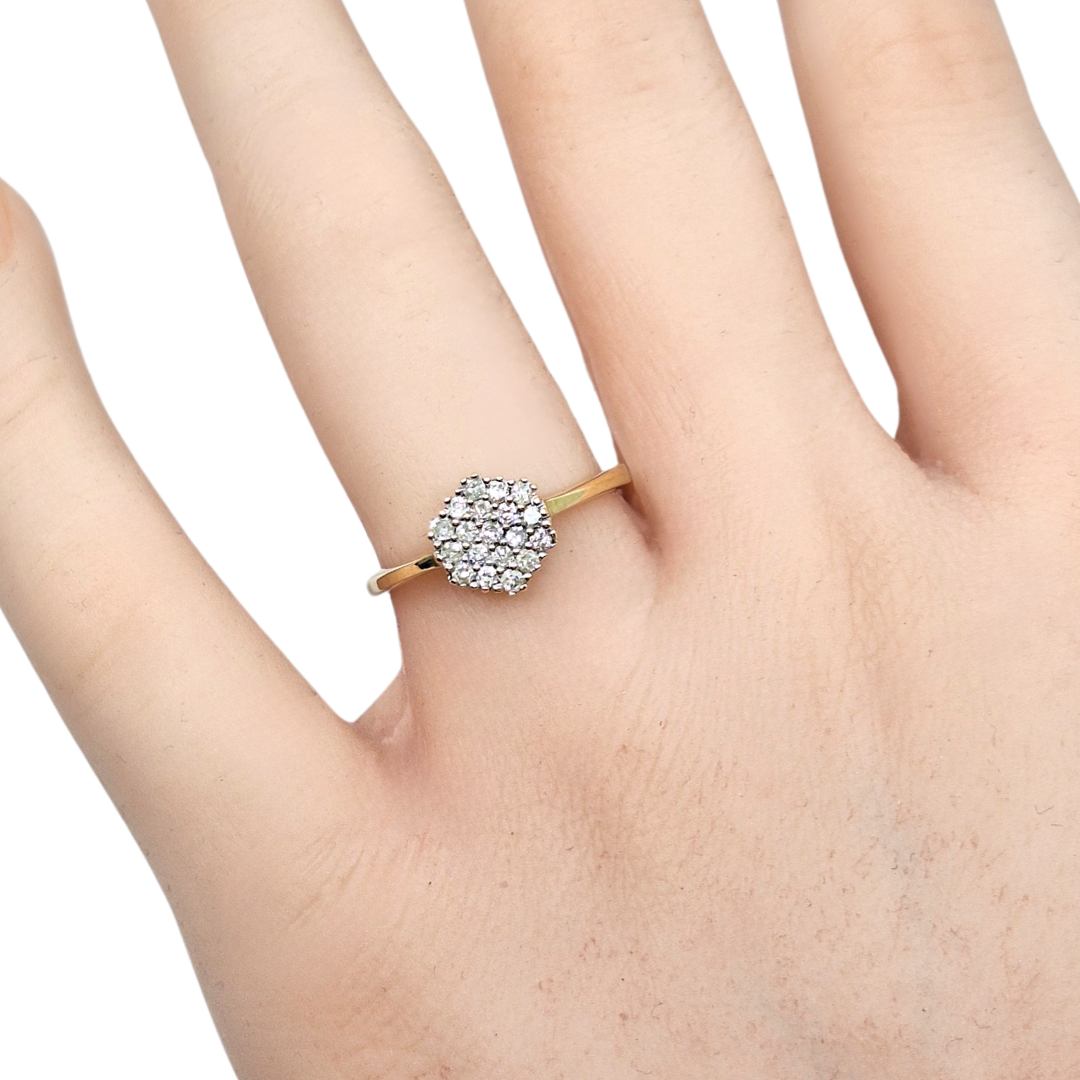 9ct Yellow Gold Diamond Cluster Ring