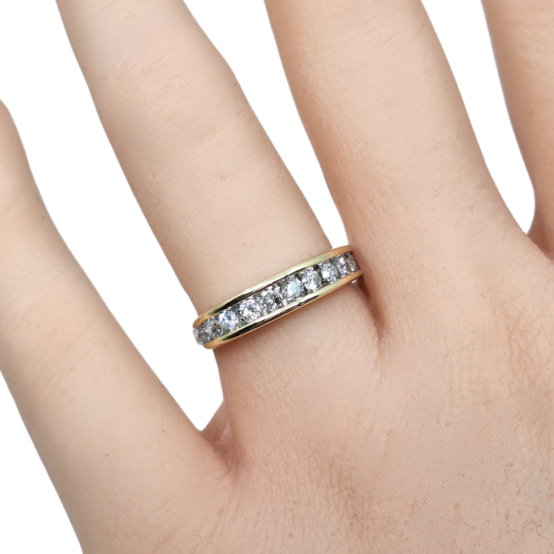 9ct Yellow Gold Channel Set Diamond Eternity Ring