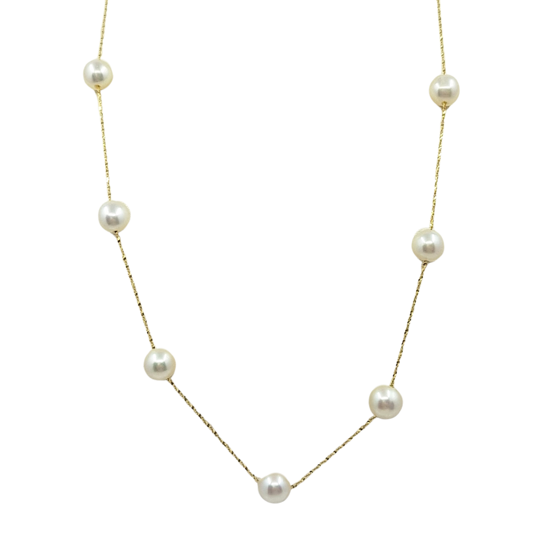9ct Yellow Gold Pearl Necklace 18"