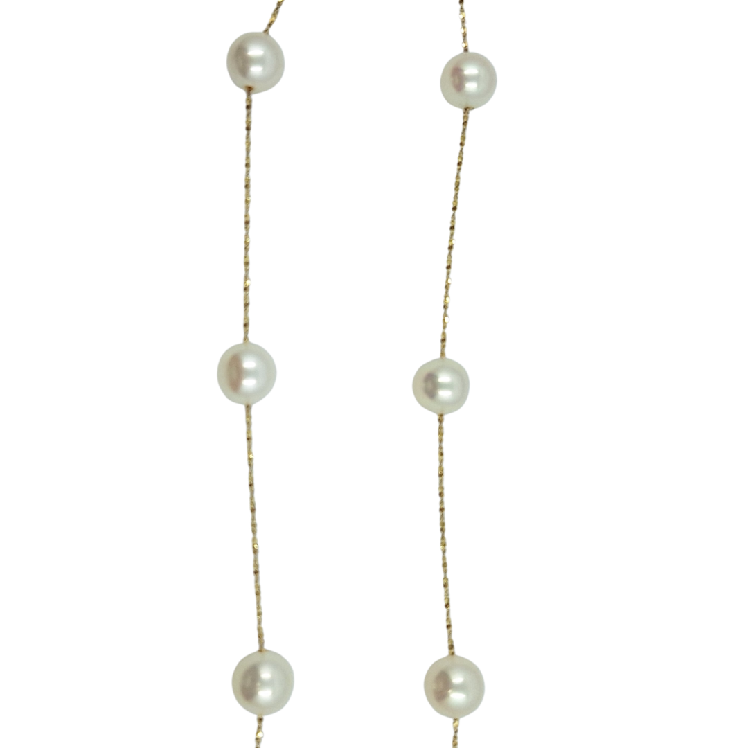 9ct Yellow Gold Pearl Necklace 18"