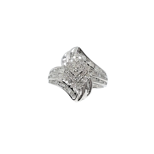 9ct White Gold & Diamond Dress RIng