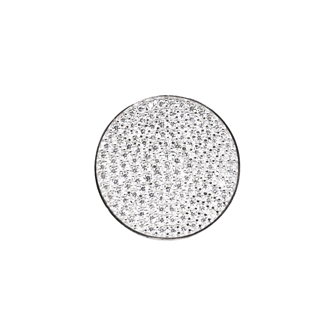 Tresor Paris Silver White Crystal Disc Ring (L)