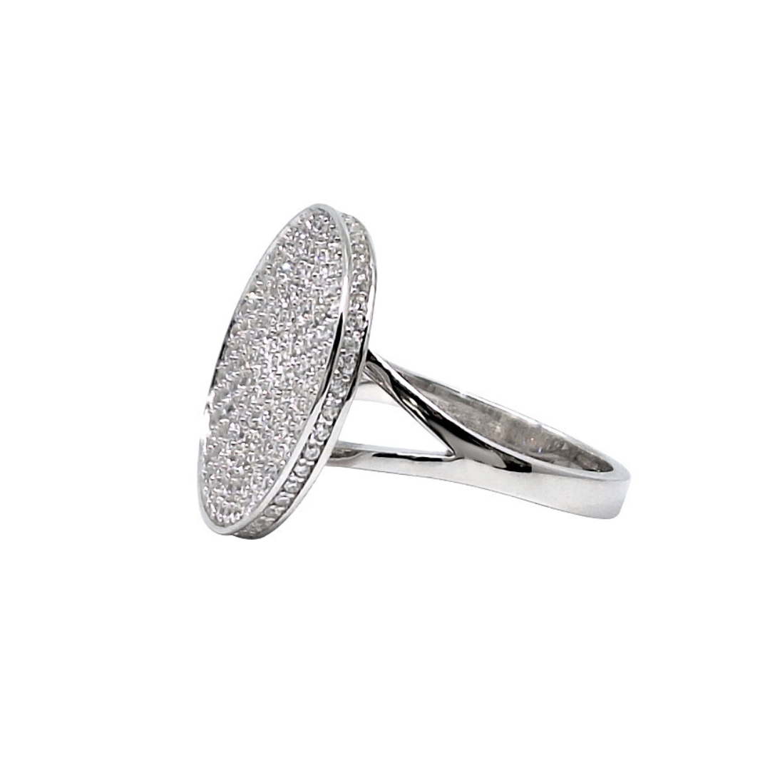 Tresor Paris Silver White Crystal Disc Ring (L)