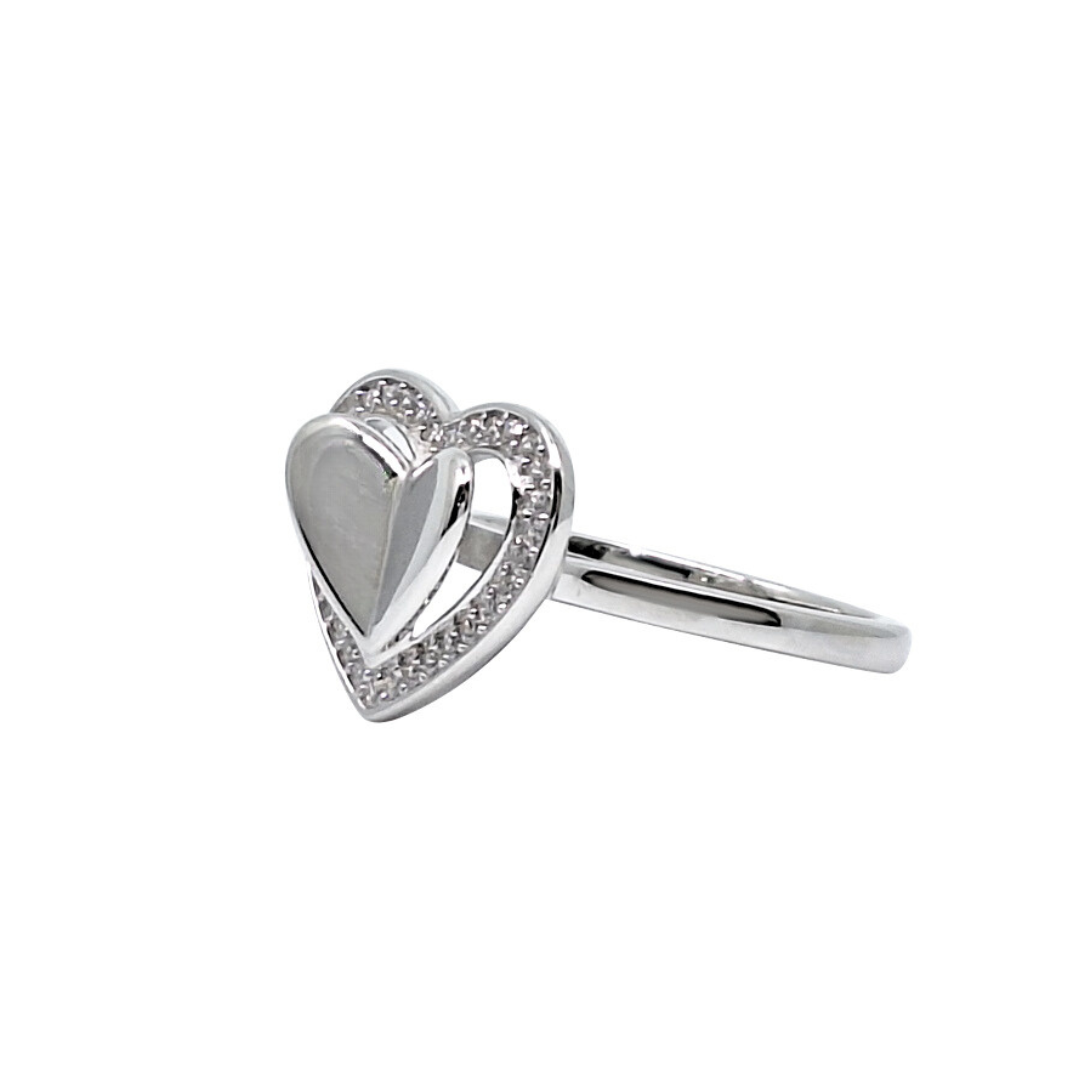 Tresor Paris Silver & Crystal Heart Ring