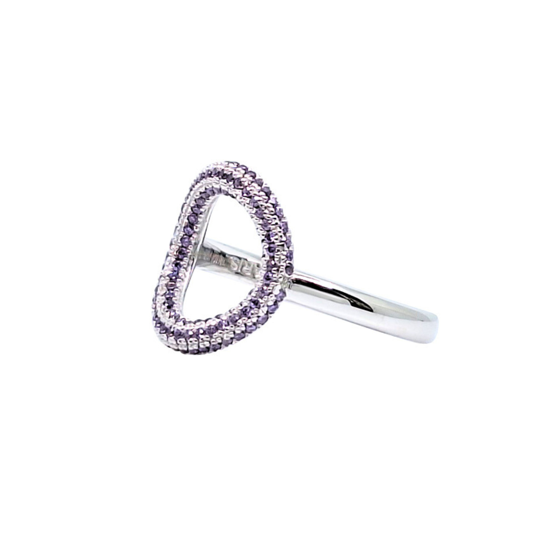 Tresor Paris Purple Crystal Open Circle Ring