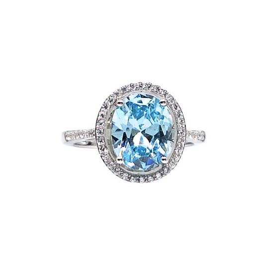 Tresor Paris White & Blue Crystal Cluster Ring
