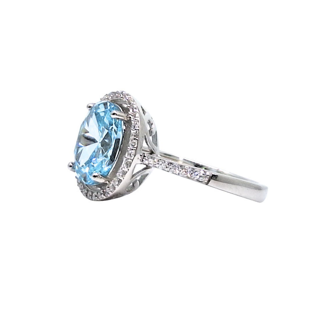 Tresor Paris White & Blue Crystal Cluster Ring