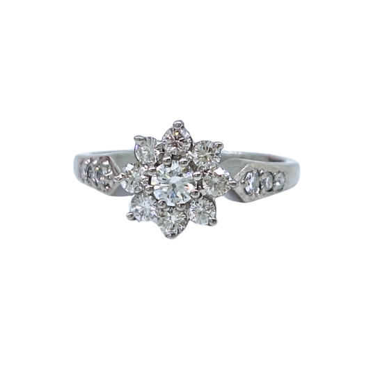 18ct White Gold Diamond Flower Ring 0.60ct
