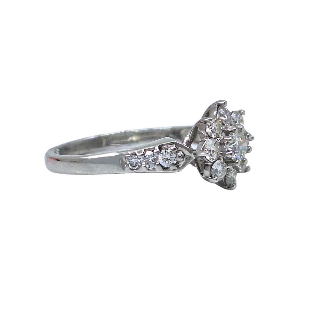 18ct White Gold Diamond Flower Ring 0.60ct
