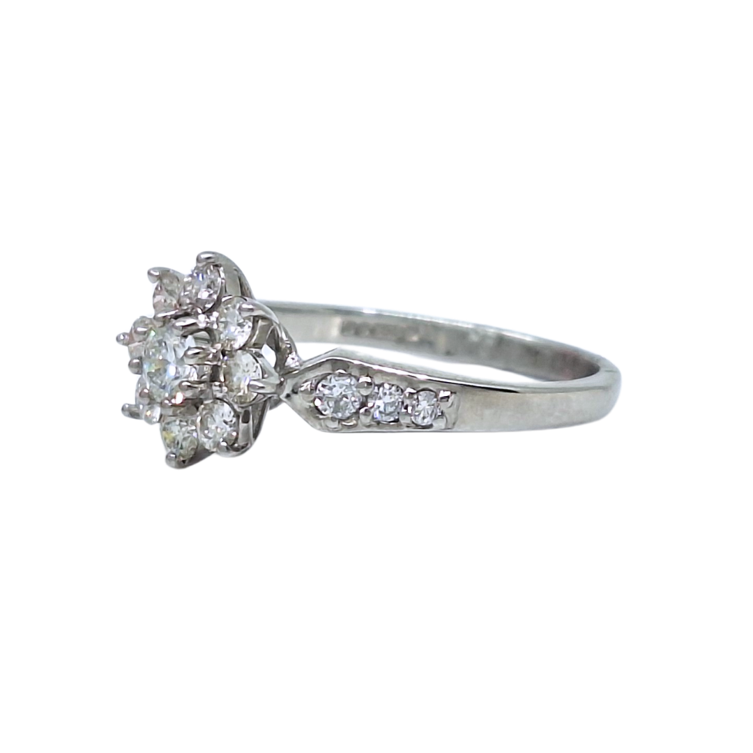 18ct White Gold Diamond Flower Ring 0.60ct
