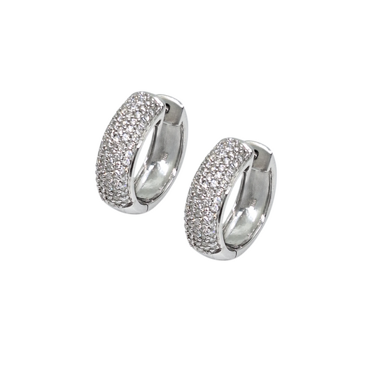 18ct White Gold Pave Diamond Hoop Earrings