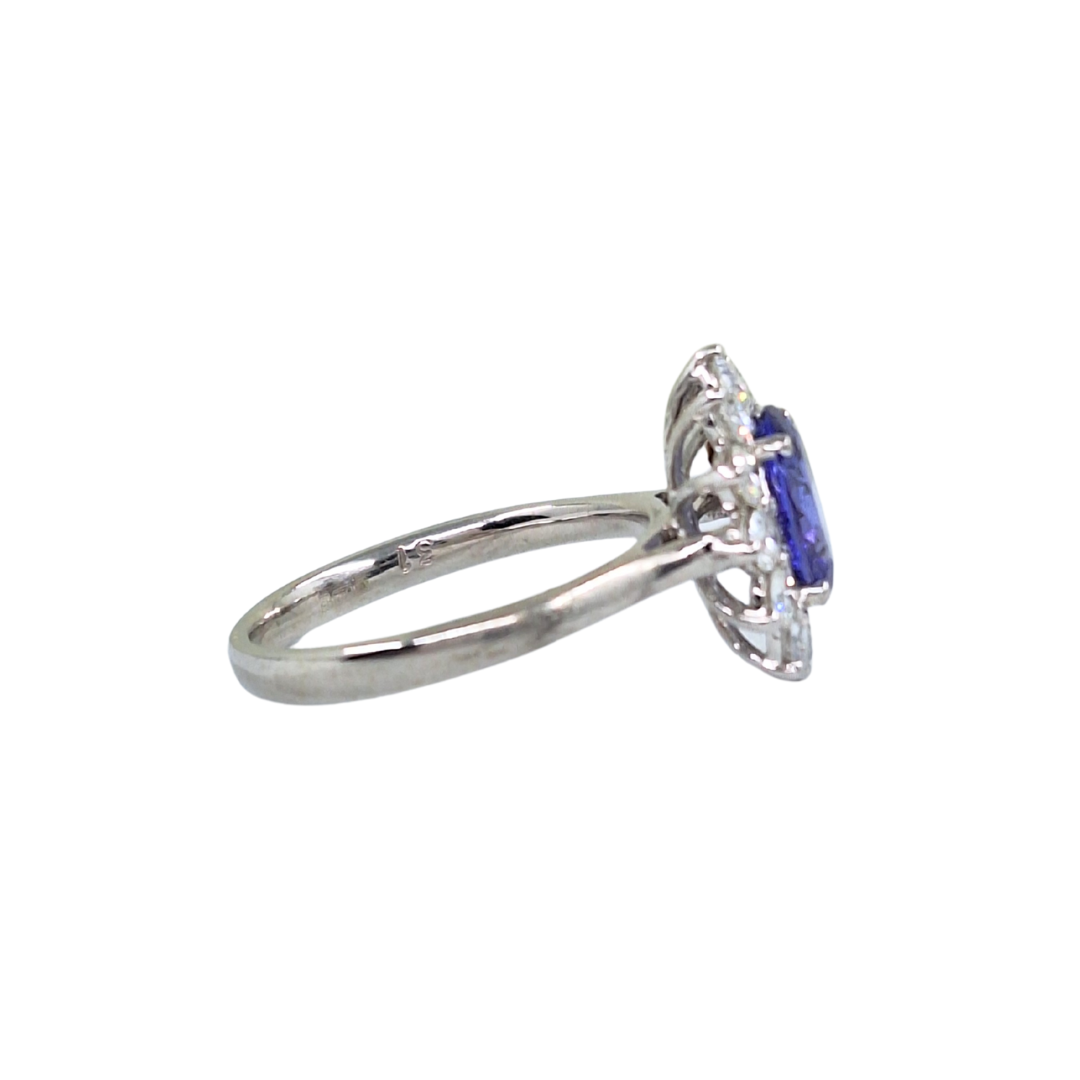 18ct White Gold Tanzanite & Diamond Cluster Ring