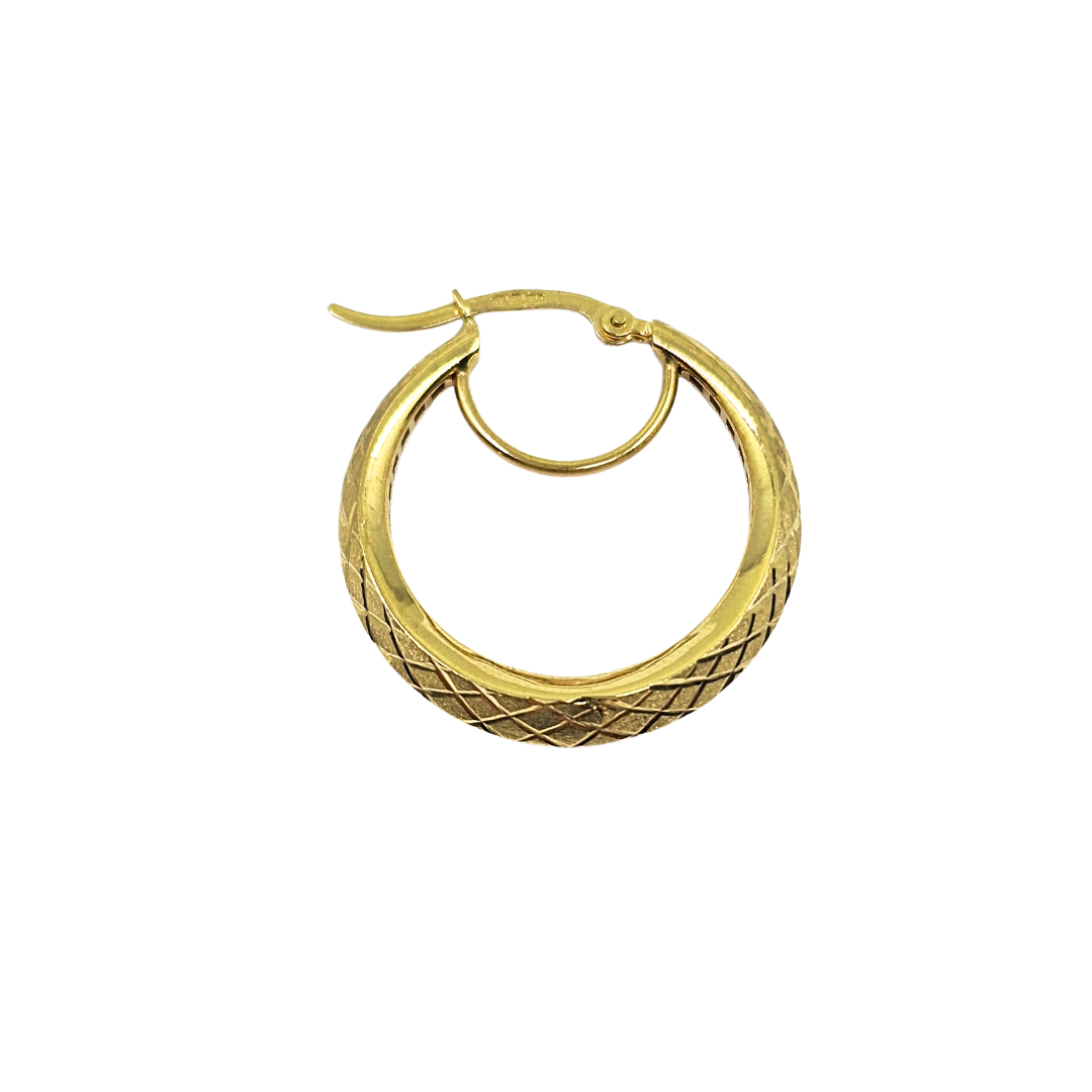 9ct Yellow Gold Patterned Round Creole Earrings