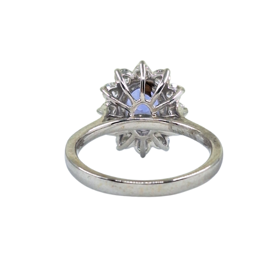 18ct White Gold Tanzanite & Diamond Cluster Ring