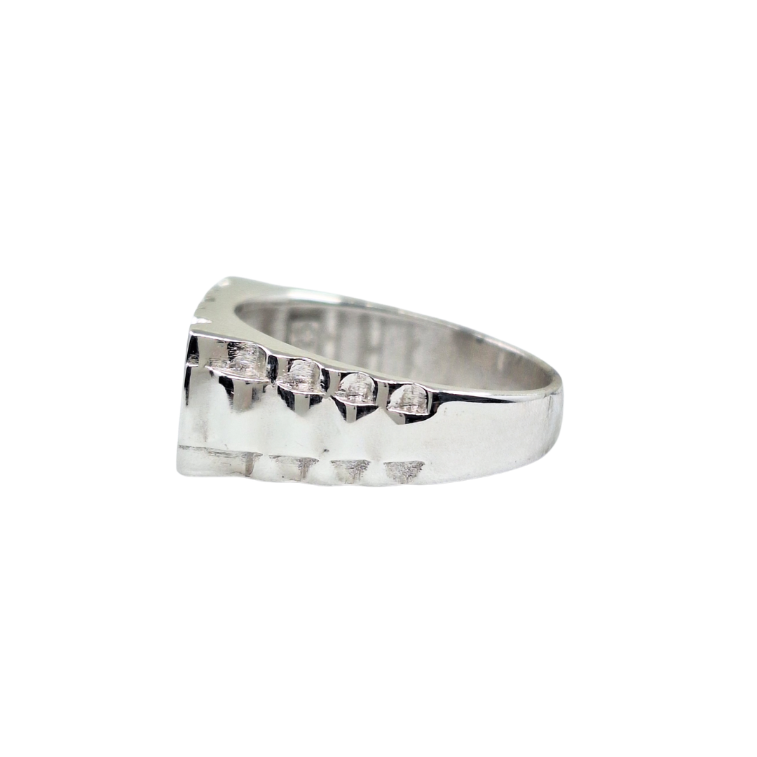 Silver Plain Mum Ring With Rolex Shoulders