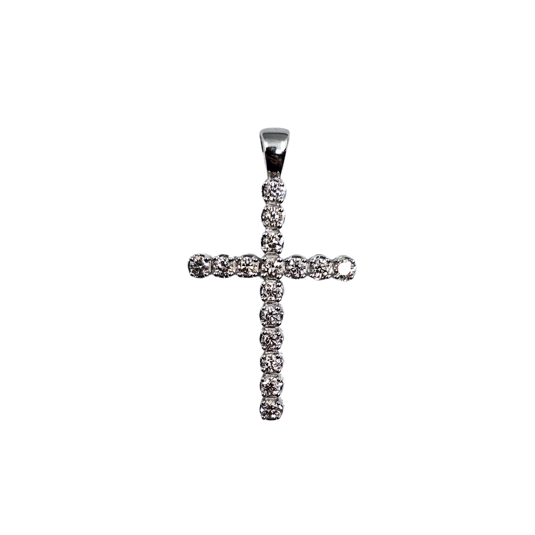 9ct White Gold Diamond Cross Pendant 1ct