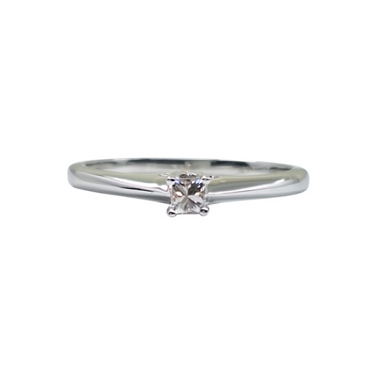 9ct White Gold Princess Cut Diamond Solitaire Ring 0.15ct
