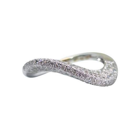 18ct White Gold Diamond Pave Wave Ring