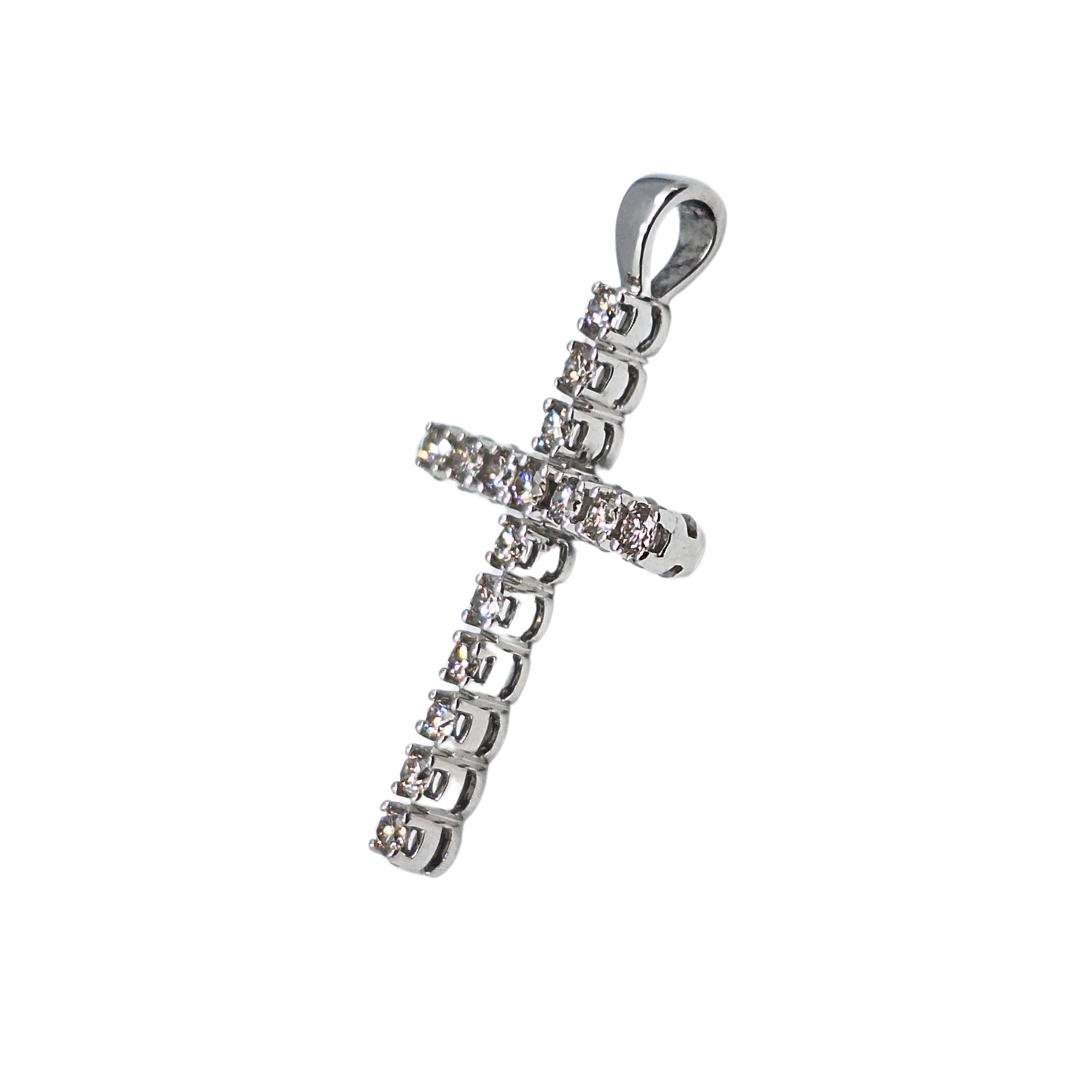 9ct White Gold Diamond Cross Pendant 1ct
