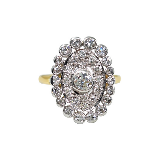 18ct Yellow Gold Oval Diamond Cluster Ring