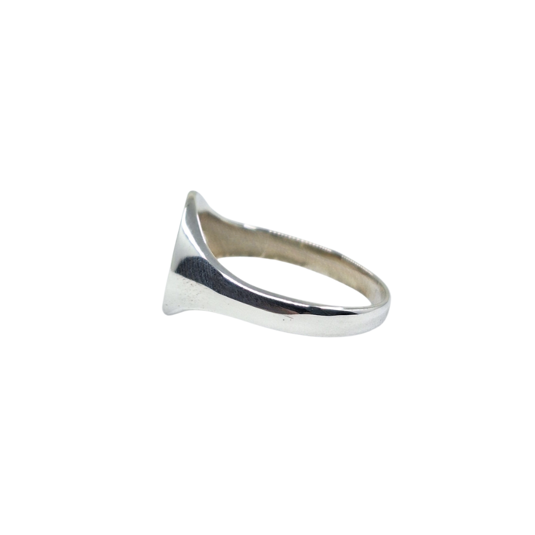 Silver Half Engraved Signet Ring