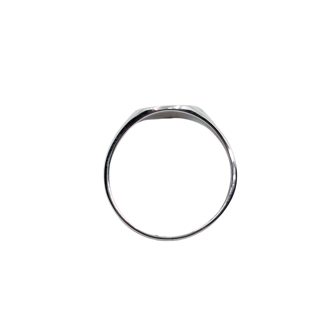 Silver Half Engraved Signet Ring
