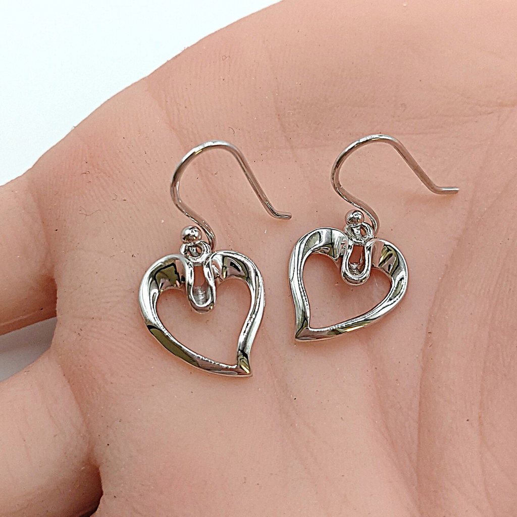 Silver Curved Heart Earrings